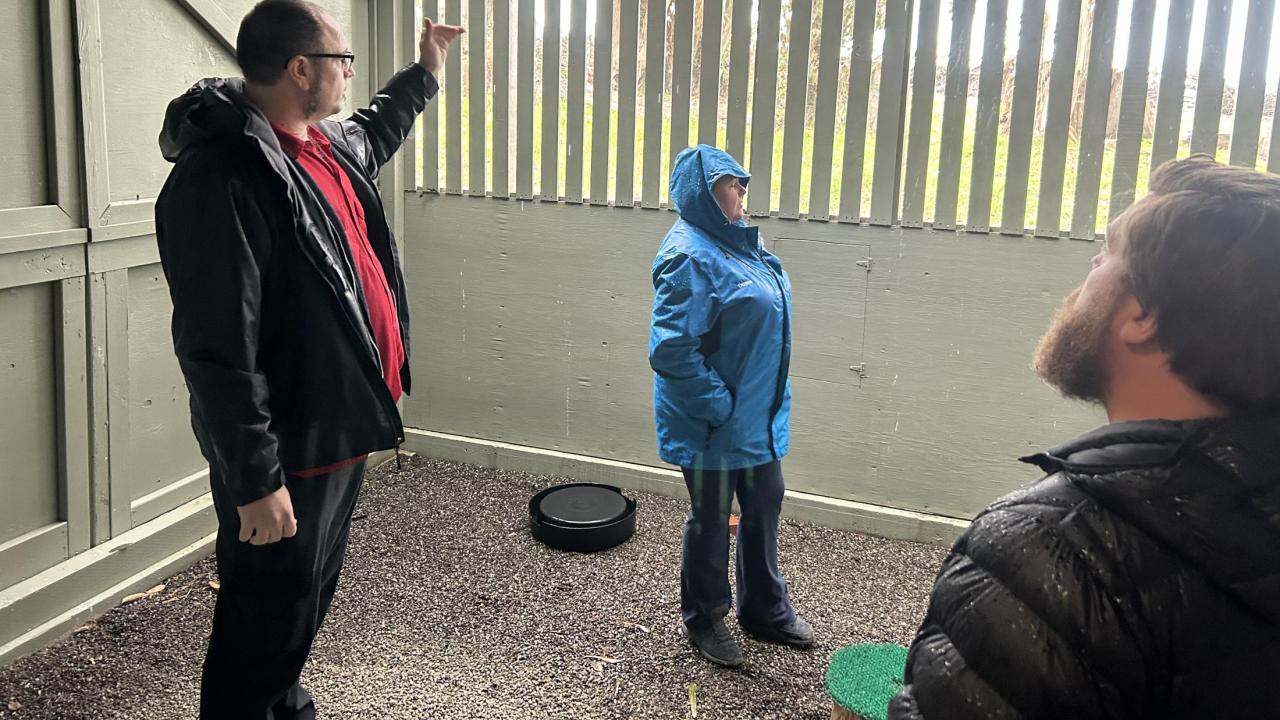 Dr. Dan showing us the raptor enclosure.