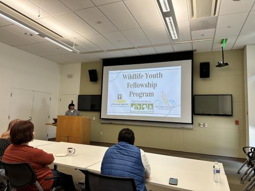 Wildlife Health Youth Fellow presenting to UC Davis One Health Institute staff, faculty, and co-fellows at UC Davis during the UC Davis Visit Day. Photo by Lorraine Barbosa