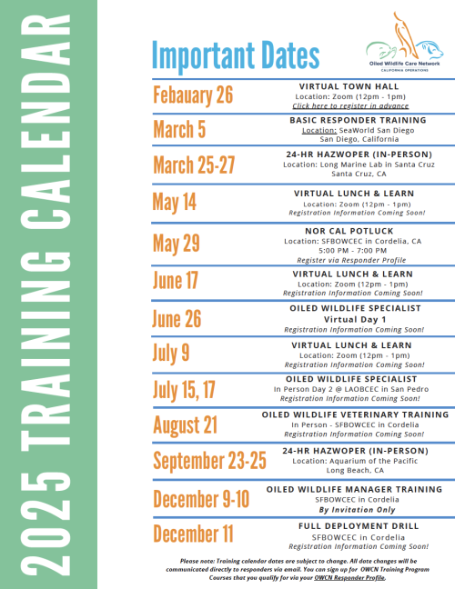 2025 Training Calendar